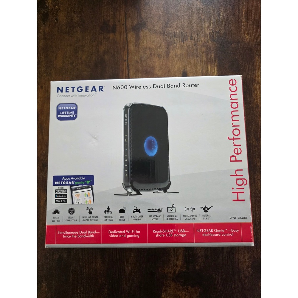 Netgear N600 Wireless Dual Band Router WNDR3400v2 Black WiFi Gaming Streaming